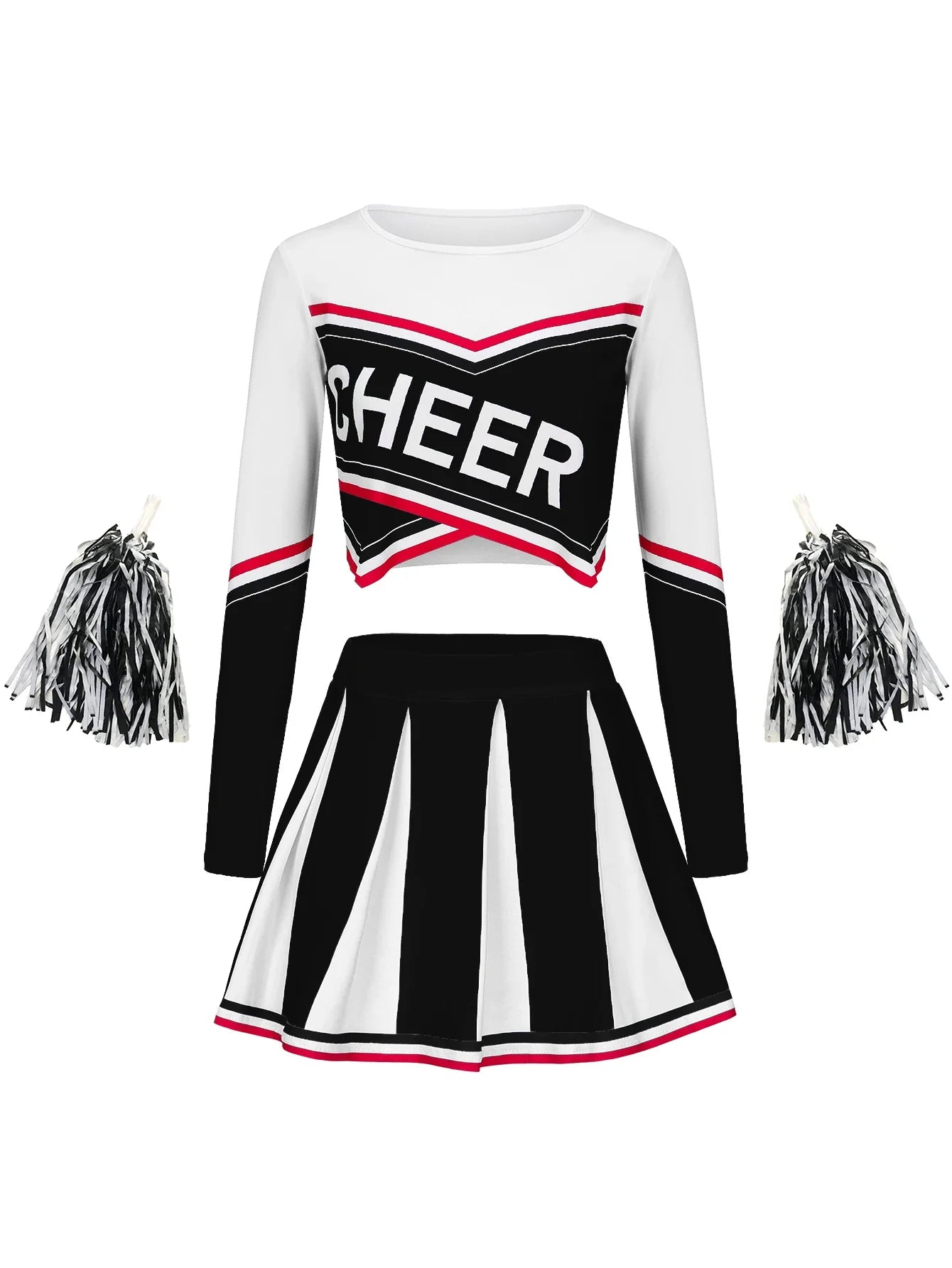 Womens Long Sleeve Cheerleader Dress for Stage Performance