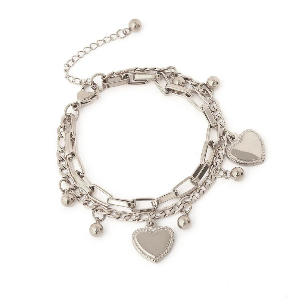 Women's Multi Layered Steel Ball Love Bracelet for Travel, Date, Party and Festival Gifts