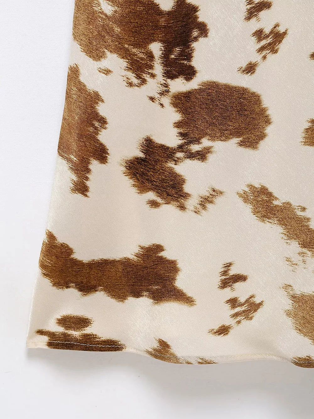 Satin V Neck Halter Dress With Mistletoe Print Elegant