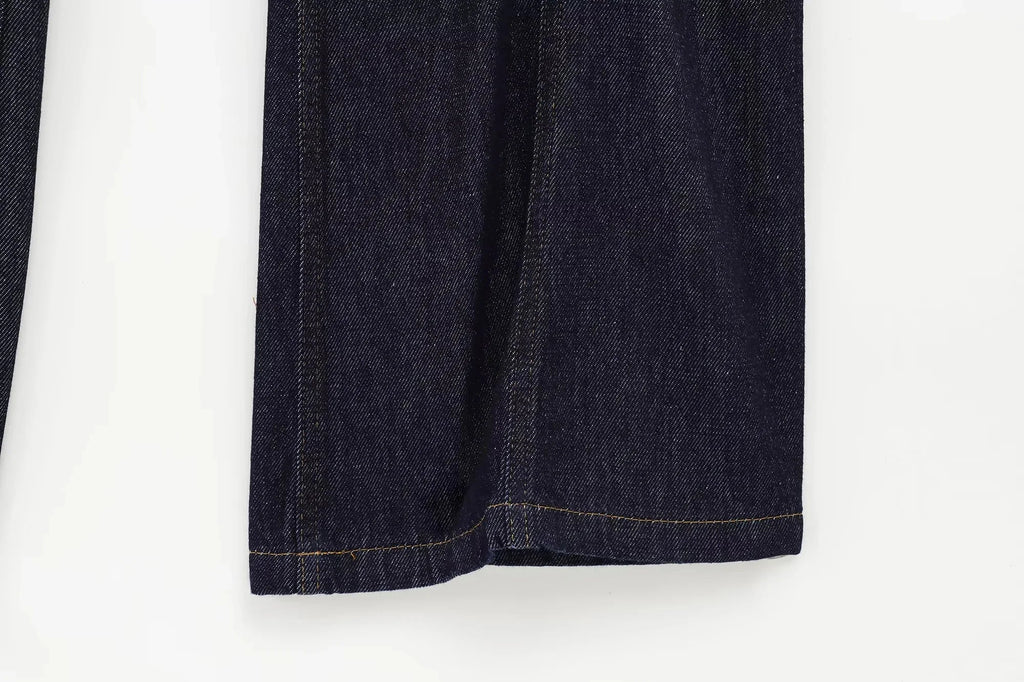 Women's Vintage Denim Streetwear Suit with Sleeveless Vest and Flare Pants