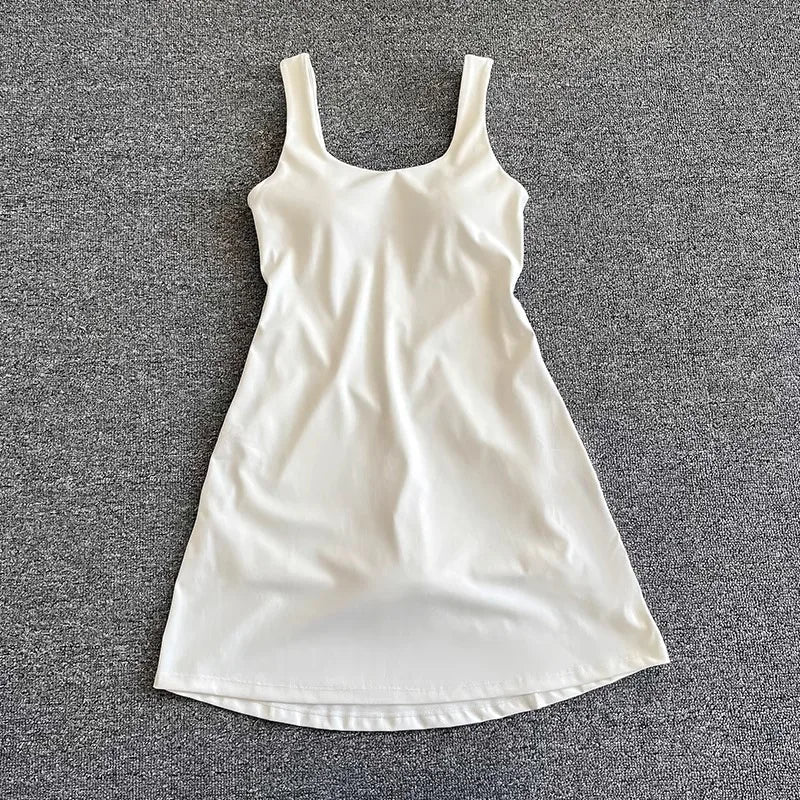 Women Tennis Dress With Built In Chest Pads One Piece Skort