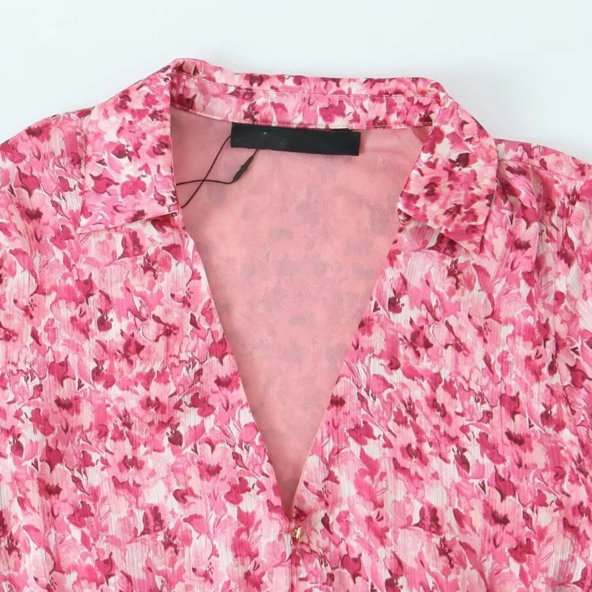 Floral Print Midi Dress V Neck Long Sleeve With Waist Tie