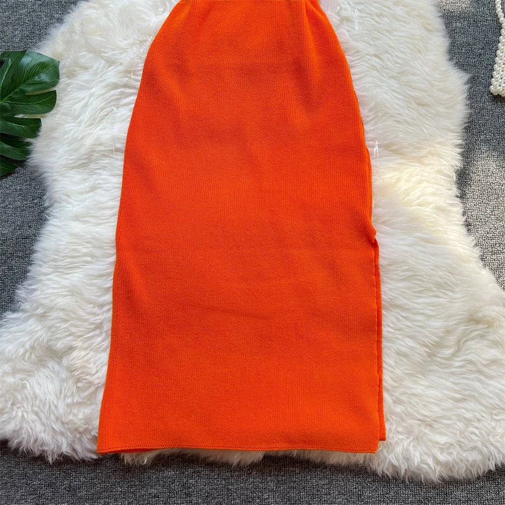 Sexy Hollow Out Waist Knitted Bodycon Summer Dress For Women