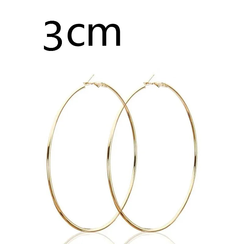 30-100mm Stainless Steel Circle Hoop Earrings Set for Women and Men Fashion Jewelry Gift