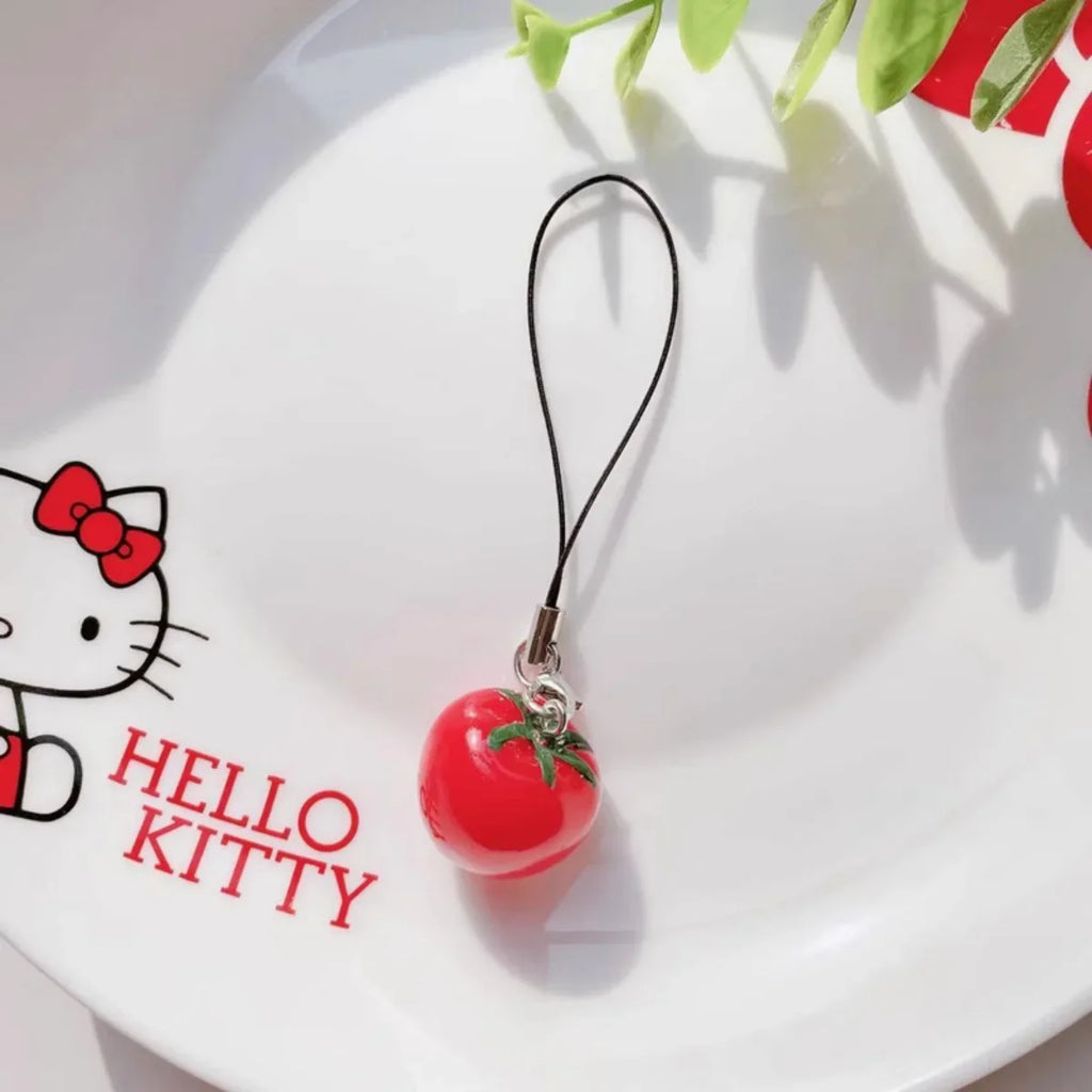 Acrylic Fruit Keychain Adorable Tomato and Strawberry Bag Pendant
