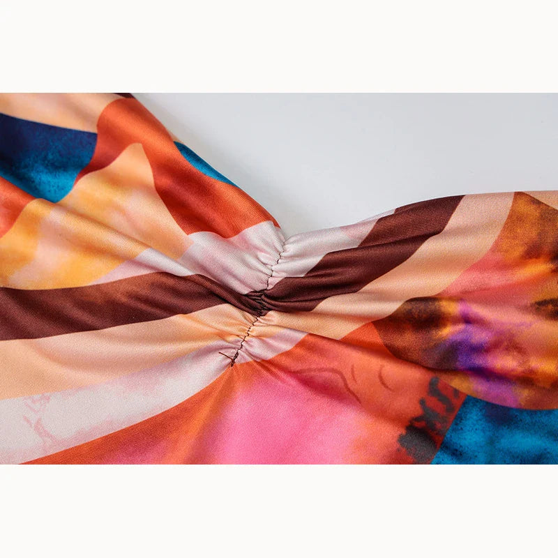 Tie Dye Ribbed Midi Dress For Women Bodycon Side Slit