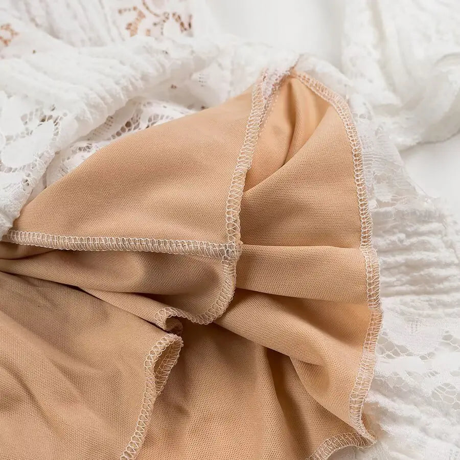 One Shoulder Lace Up Mini Dress With Bell Sleeves High Waist