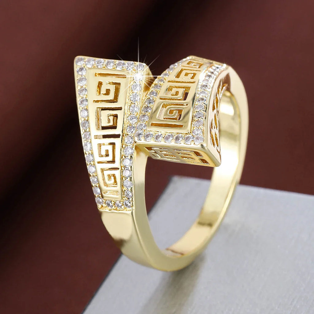 Ladies Geometric Zircon Ring for Elegant Personality Style