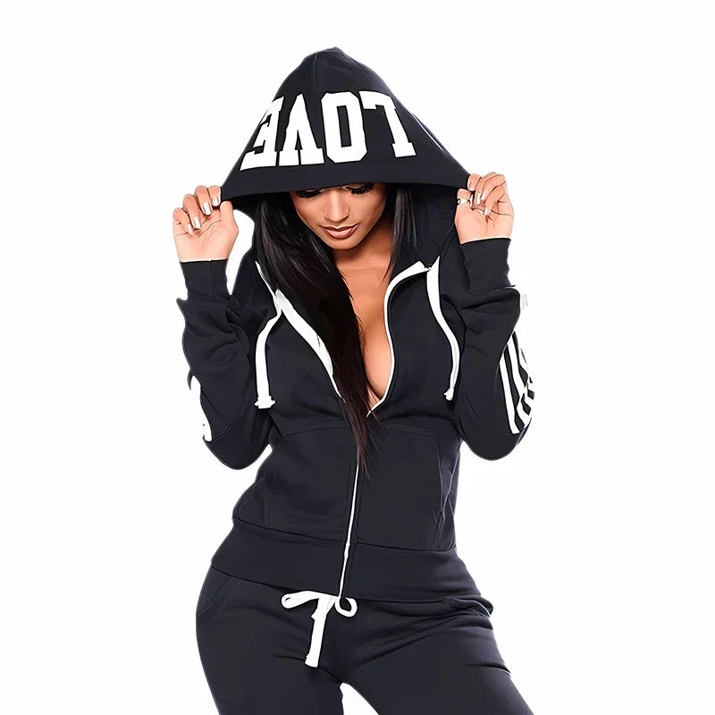 Comfortable Women's Zipper Hoodie and Jogging Suit Set Casual Sportswear for Gym Outdoor Daily Wear High Quality Fashion Matching Tracksuit