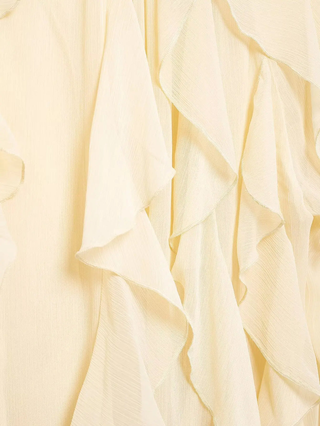 Semi-Sheer Ruffle V-Neck Blouse for Women Long Sleeve Button-Up Lightweight Spring Summer Top