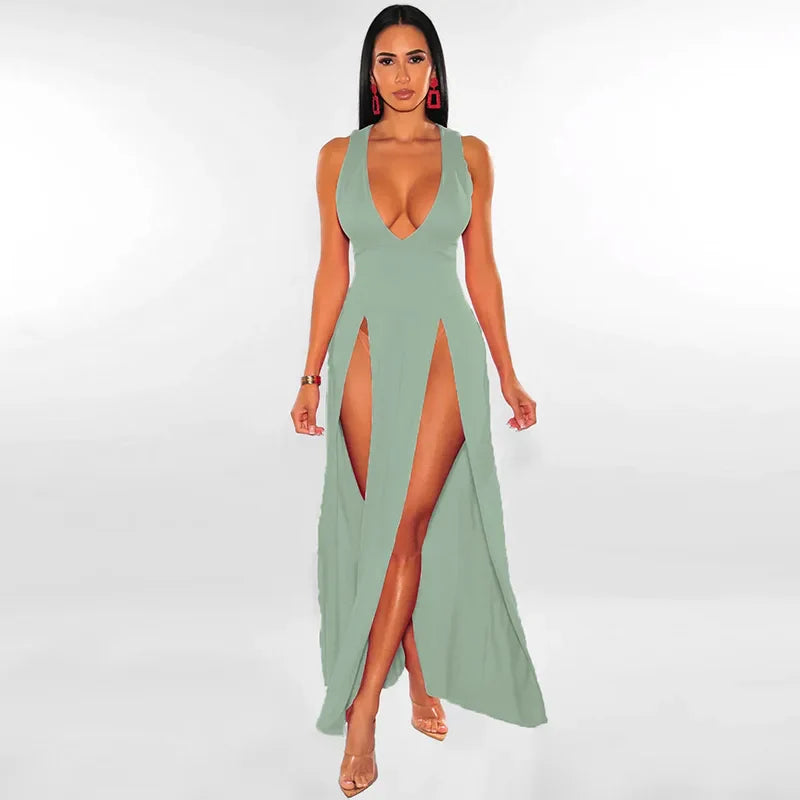 Backless V Neck Maxi Dress for Elegant Party Night