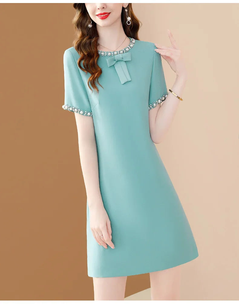 Embroidered Flare Dress For Women Office A Line Style