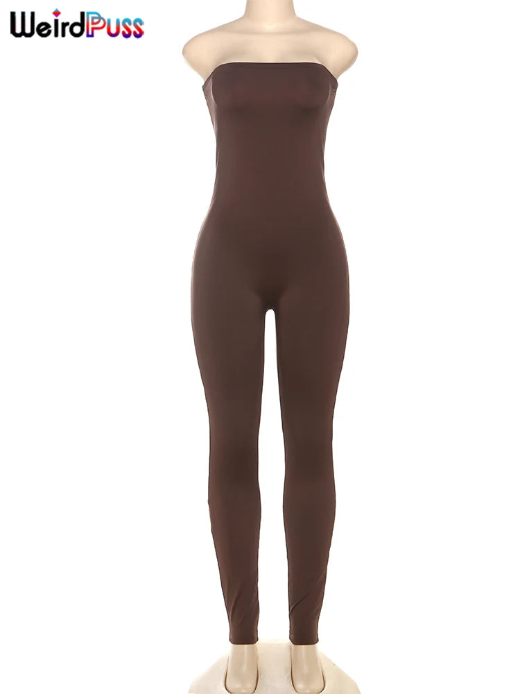 Weird Puss Women's Fitness Romper Summer Trend Solid Stretch Hipster Tight Streetwear Workout Casual Sporty Slim Playsuit