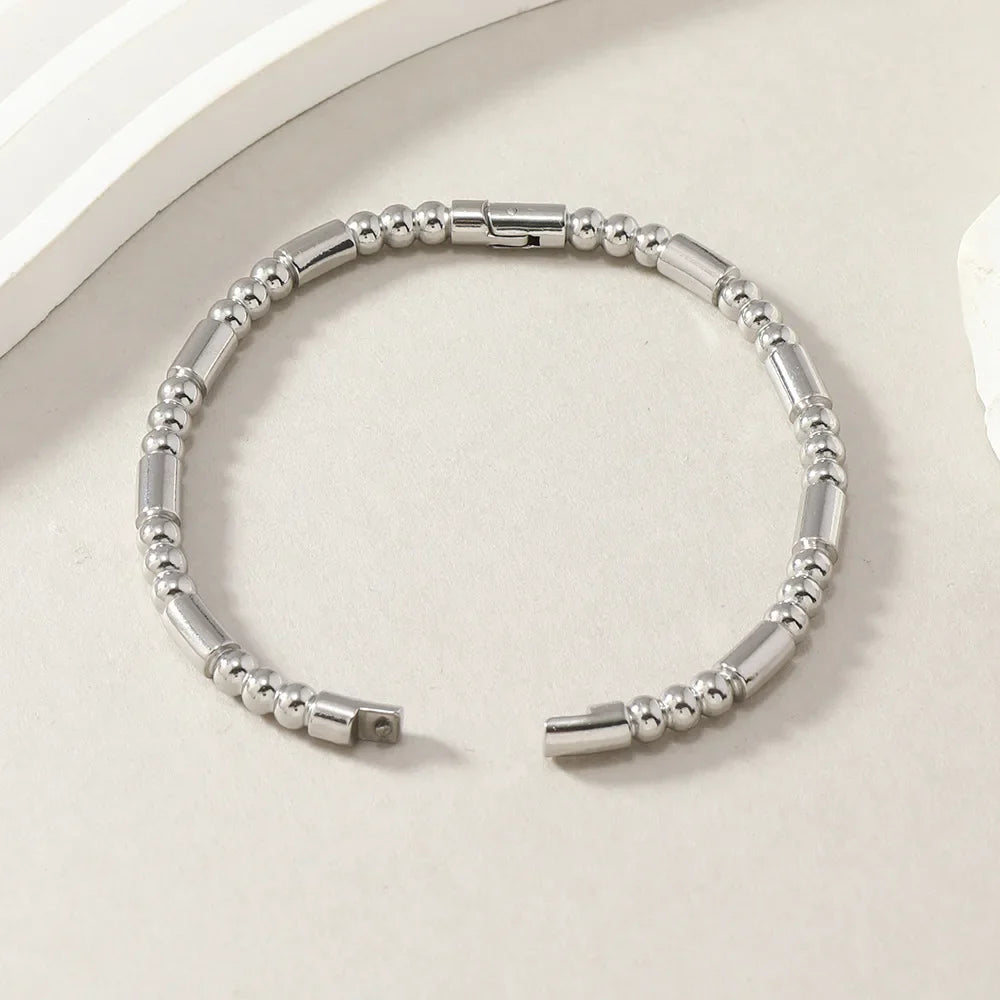 Waterproof Stainless Steel Cuff Bracelet for Women Smooth Openable Bangles Jewelry Gift