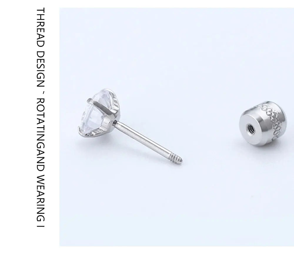 Stainless Steel Crystal Stud Earrings for Men and Women Durable Non-Fading Jewelry
