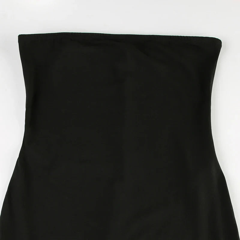 Black Strapless Elegant Long Jumpsuit for Women Slim Fit Wide Leg Flared Rompers Stylish Vacation Overalls