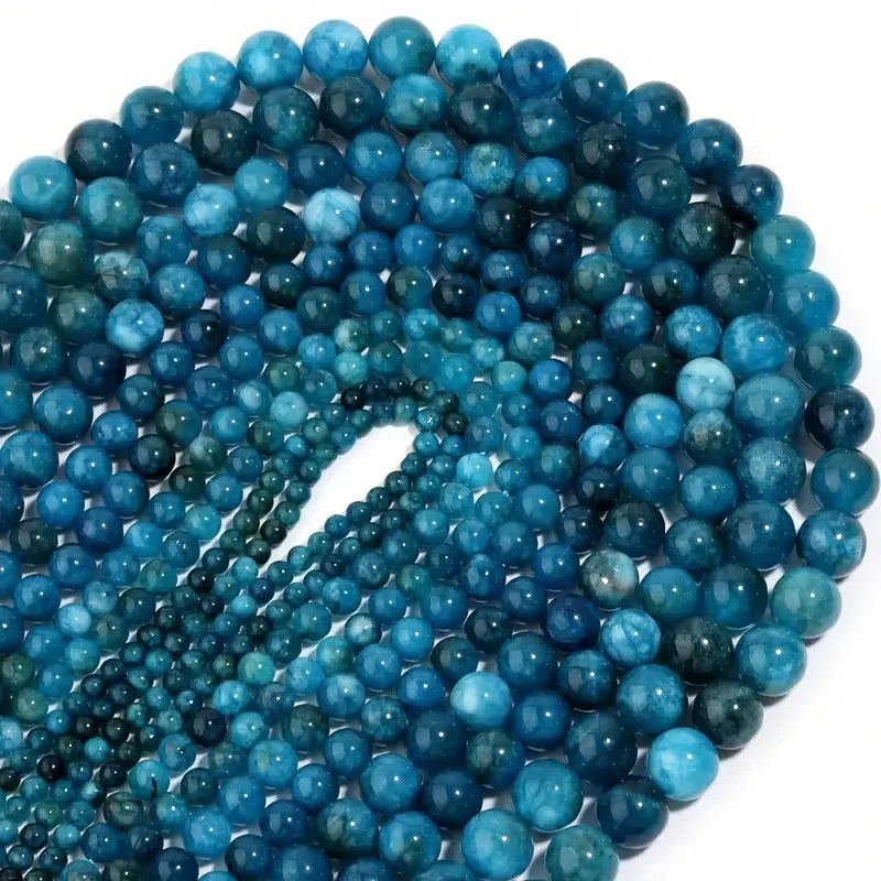 Natural Blue Apatite Stone Beads for DIY Bracelet and Jewelry Making 4mm 6mm 8mm 10mm Round Gemstone Beads