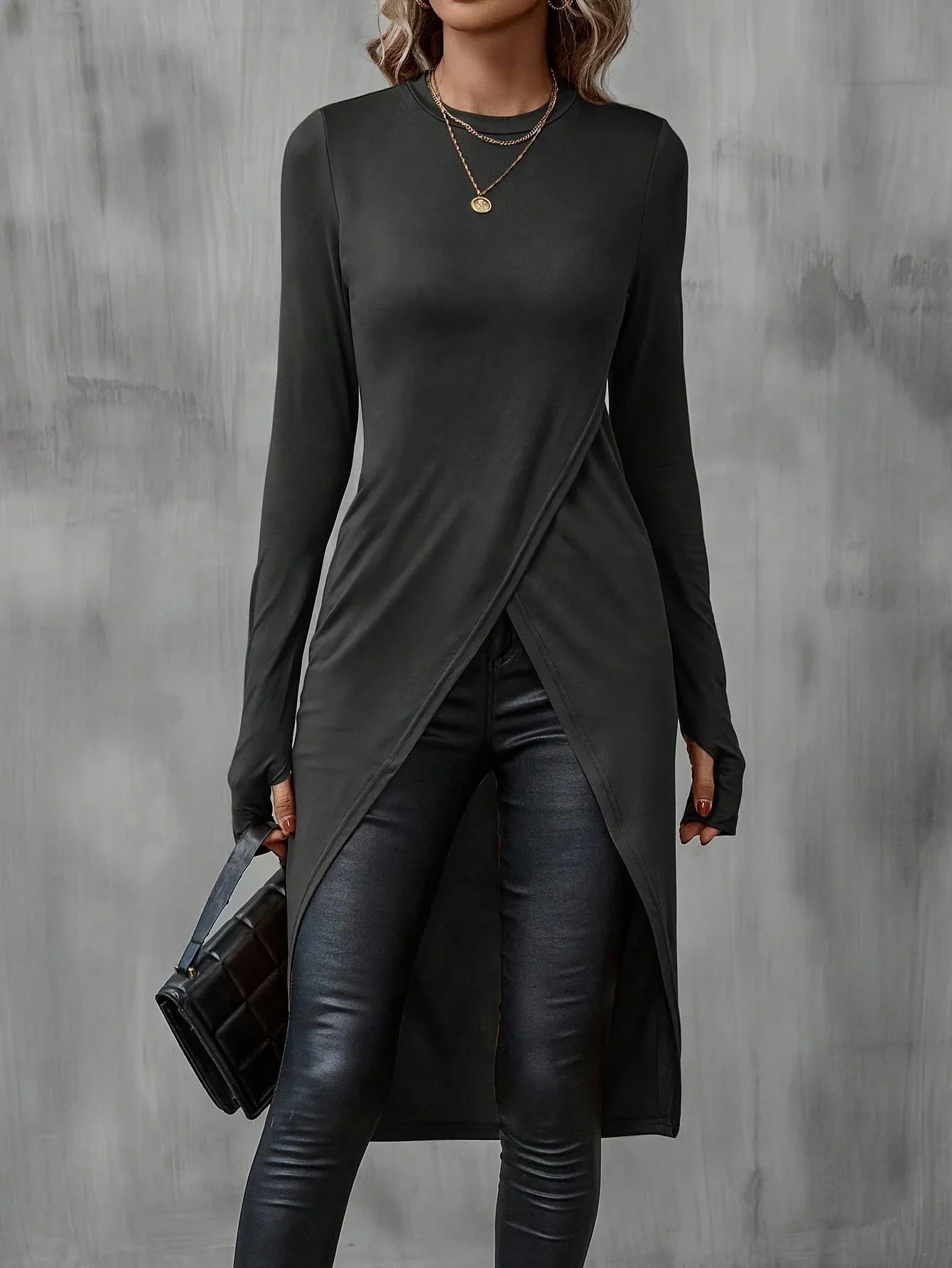 Plus Size Long T Shirt Slimming Casual Autumn Wear