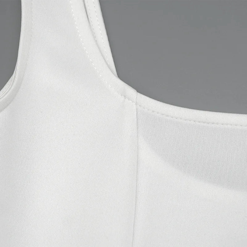 Solid Square Neck Sleeveless Suspender Dress For Women Long