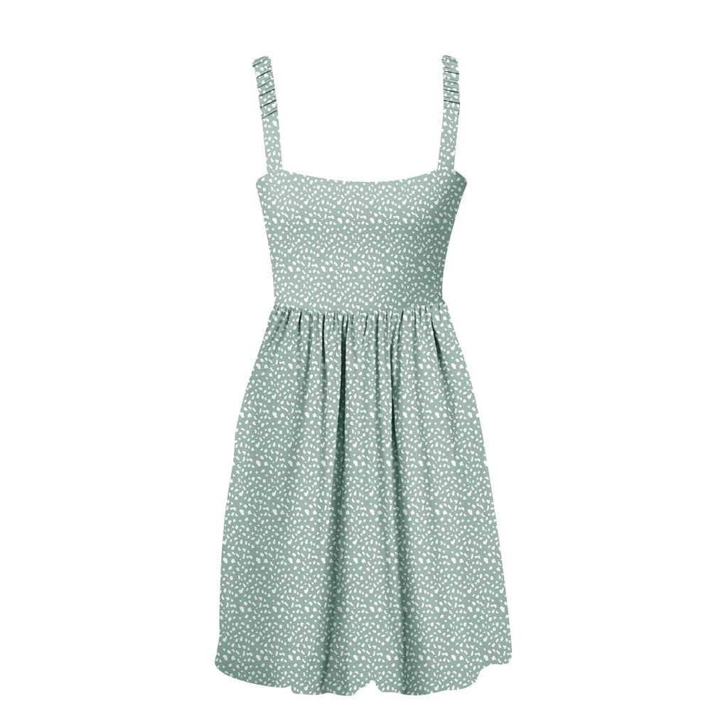 Sleeveless Summer Square Neck Dress With Pockets High Waisted