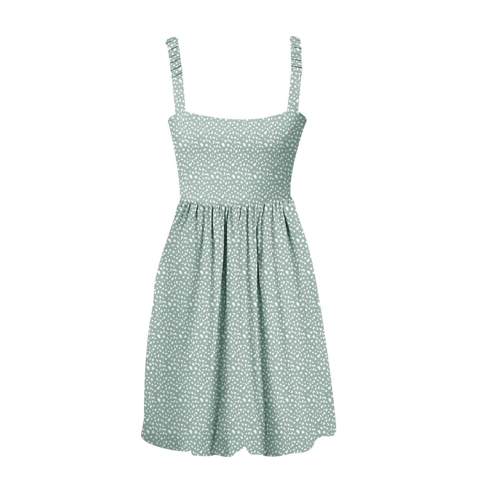 Sleeveless Summer Square Neck Dress With Pockets High Waisted