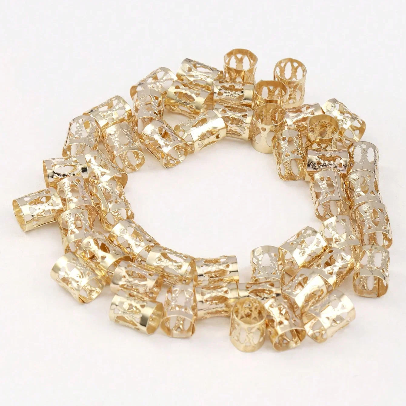 50 Pieces Metal Hair Braid Rings Accessories for Dreadlocks and Braiding Cuffs