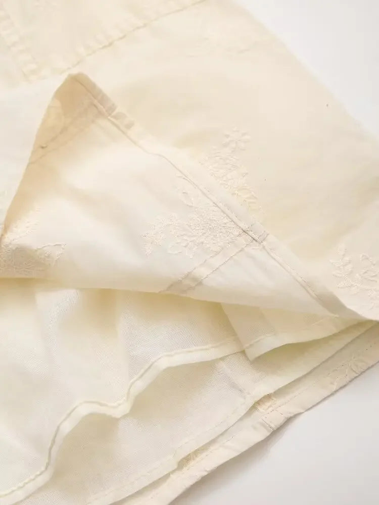 Floral Embroidery Bow Slip Mini Dress With Spaghetti Straps