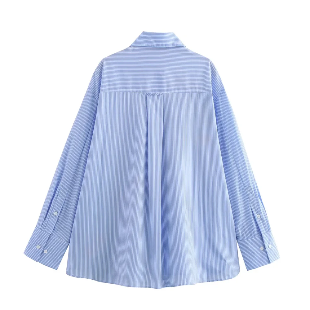 Women's Casual Long Sleeve Collared Shirt Loose Fit Animal Print and Striped Pattern Top