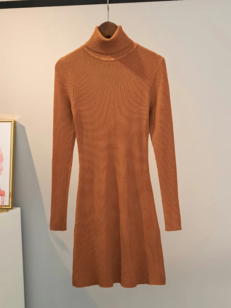 Vintage Knit Dress Women Long Sleeve Bodycon Party Wear