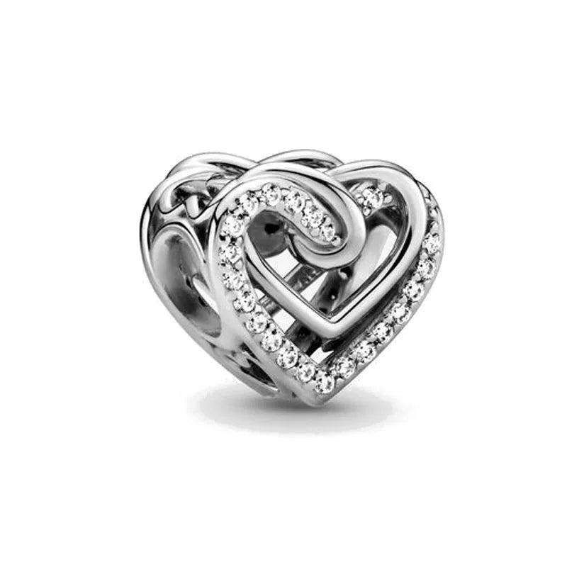 925 Sterling Silver Family Tree Heart Pendant Beads for DIY Bracelets