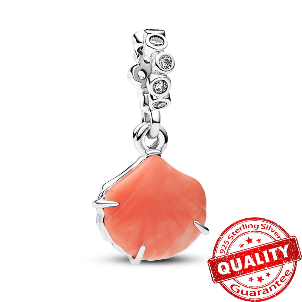 925 Sterling Silver Coral Seahorse and Lotus Fish Pendant for DIY Bracelet and Necklace Crafting