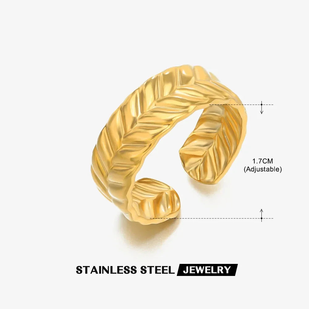 Adjustable 316L Stainless Steel Little Star Open Ring for Women - Trendy Gold Color Jewelry Gift for Weddings and Special Occasions