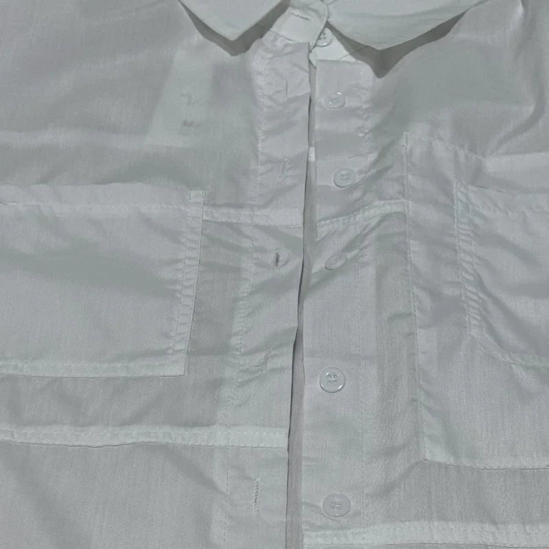 Cotton White Women's Loose Fit Shirt Casual Long Sleeve Blouse Elegant Office Top Comfortable Autumn Wear