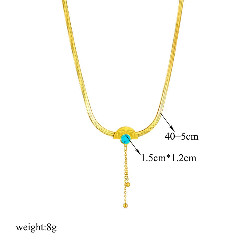 Stainless Steel Butterfly Moon Lock Blue Eyes Pendant Necklace for Women Multilayer Choker Chain Jewelry Gifts