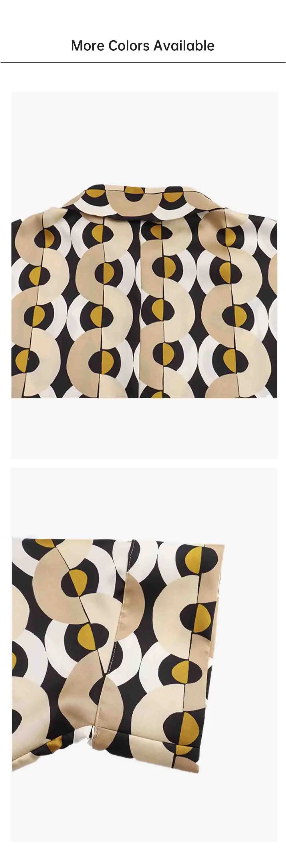 Casual Women's Fashion Geometric Printed Shirt with High Waist Straight Leg Pants Set for Sleek and Stylish Autumn Look