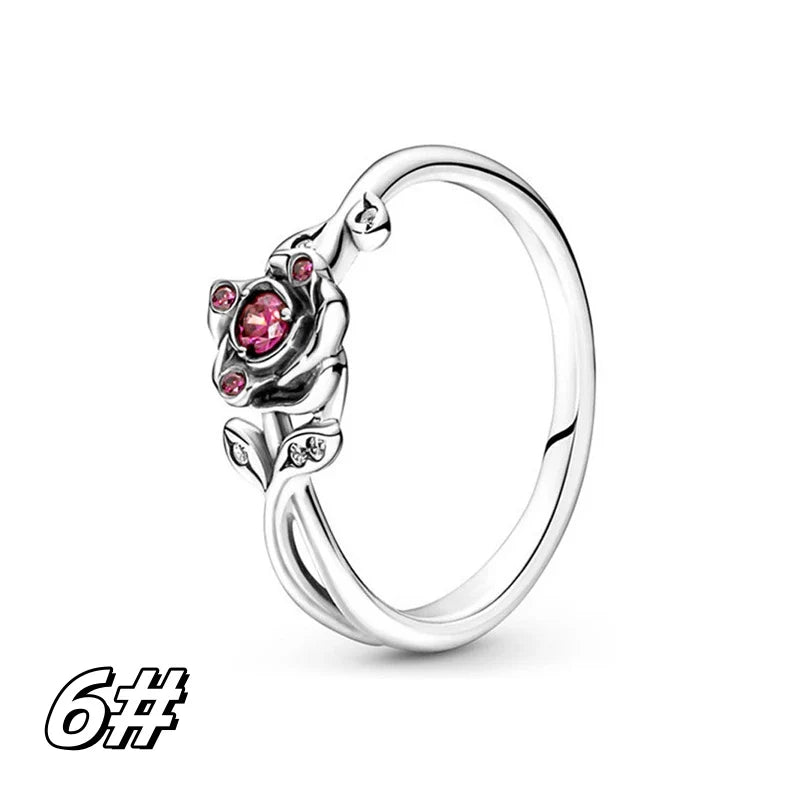 Beauty and the Beast 925 Sterling Silver DIY Charm for 3mm Bracelets with Eternal Rose Design