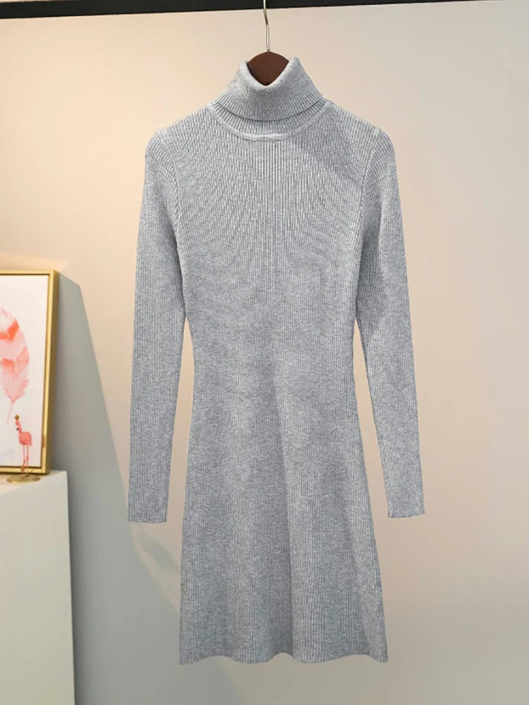 Vintage Knit Dress Women Long Sleeve Bodycon Party Wear