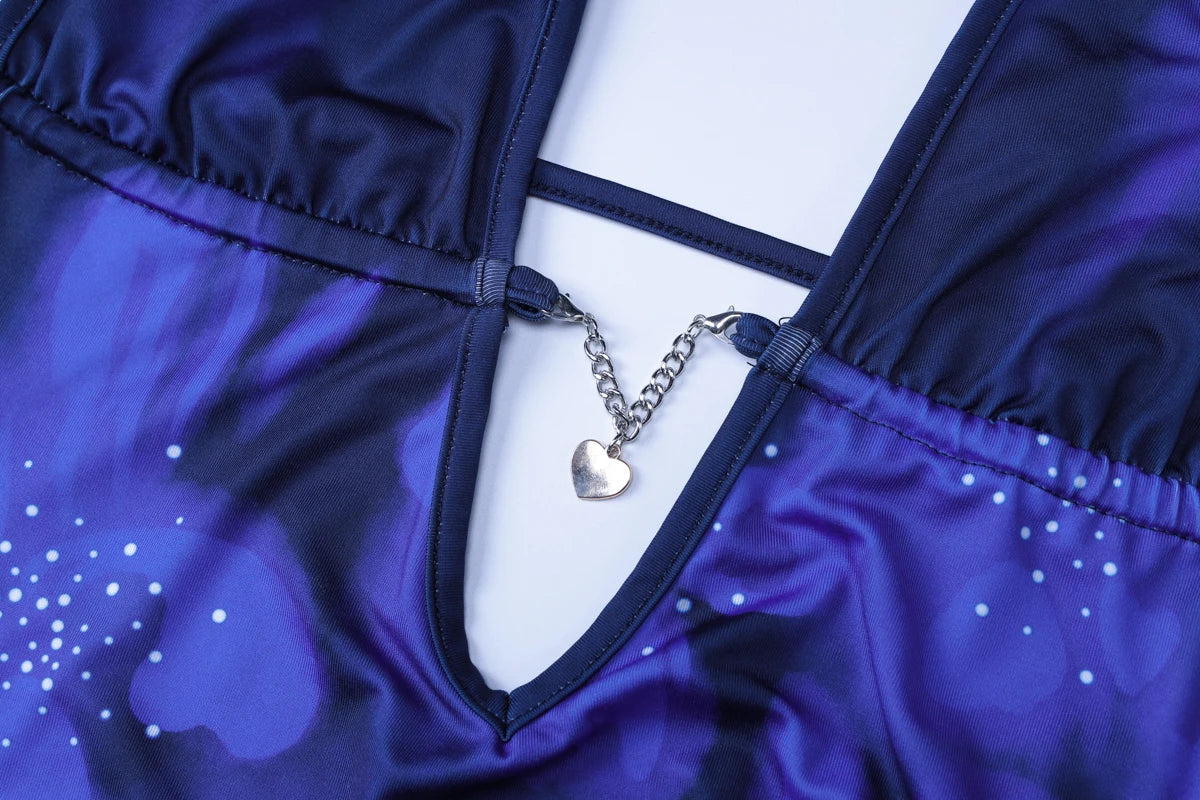 Halter Backless Patchwork Flower Print Maxi Dress Elegant