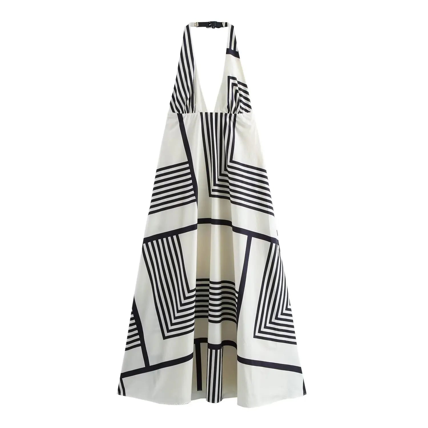 Casual Loose Striped Midi Dress For Women Street Style