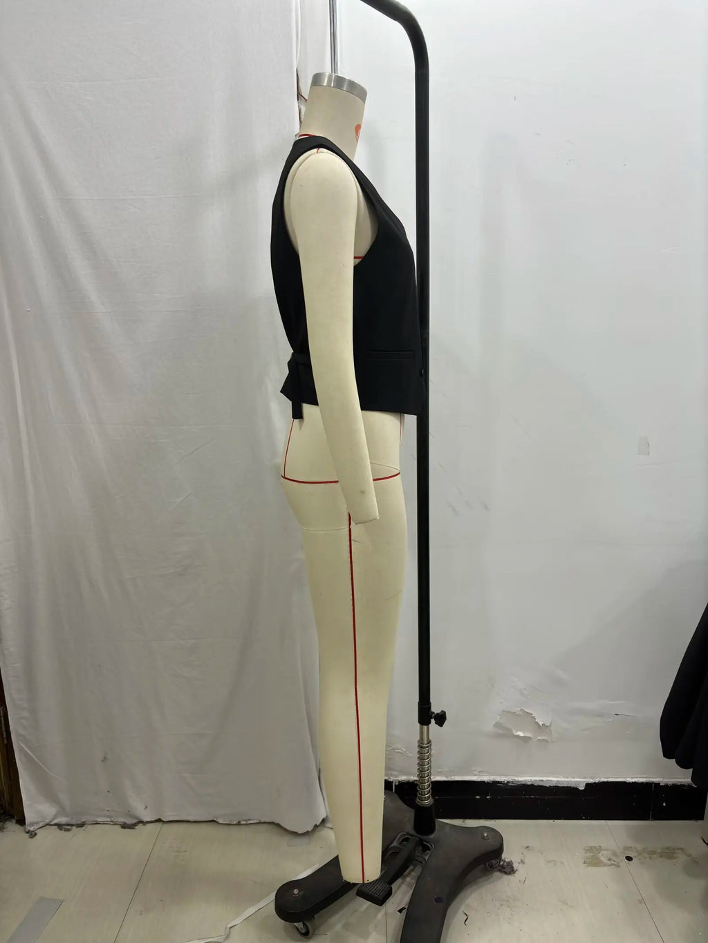 Solid Sleeveless V-Neck Vest and High Waist Zipper Loose Pants Set for Office and Casual Wear