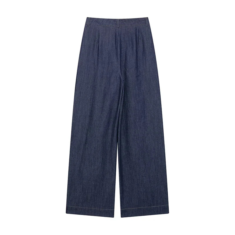 Chic Women's 2 Piece Set with Solid Single Breasted Jacket and Vintage Front Zipper Trousers