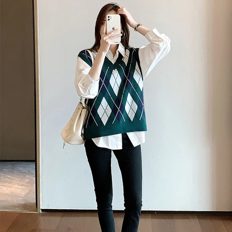 White Long Sleeve Blouse for Women Casual Loose Fit Office Shirt Simple Elegant Workwear Top
