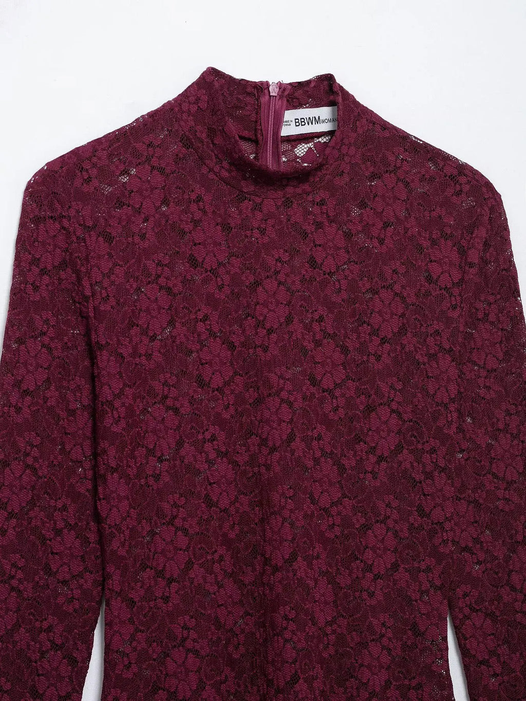 Lace Midi Dress Solid Hollow Out Asymmetric Long Sleeve