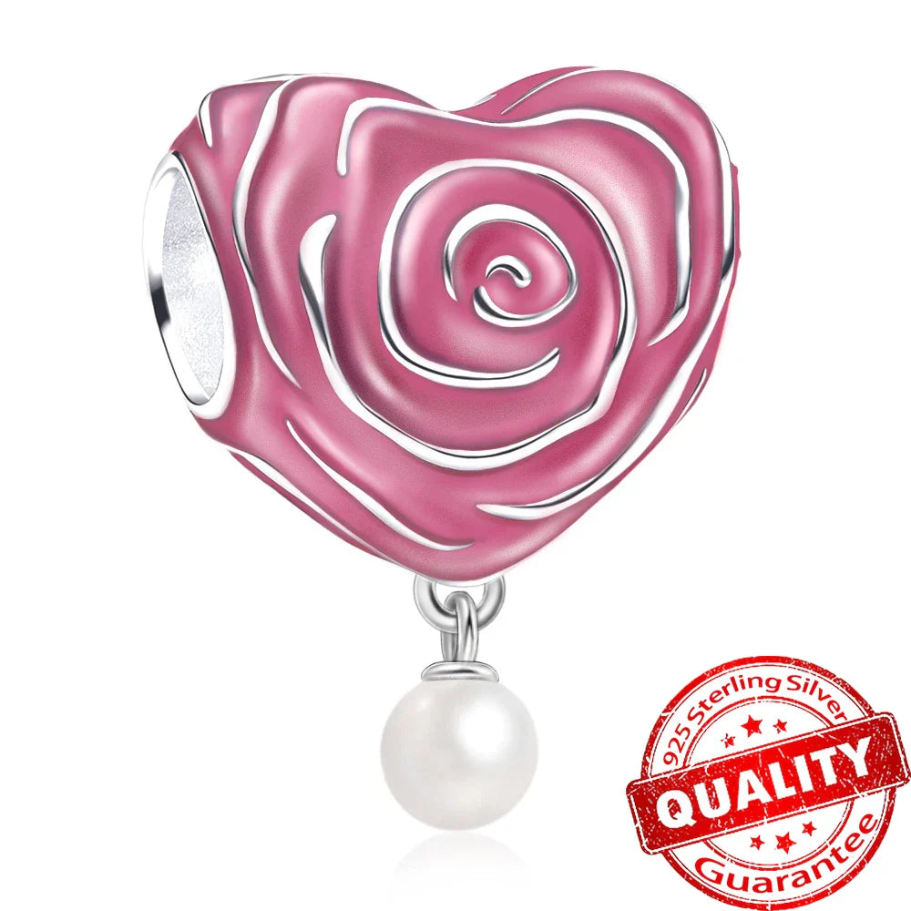 925 Sterling Silver Coral Seahorse and Lotus Fish Pendant for DIY Bracelet and Necklace Crafting