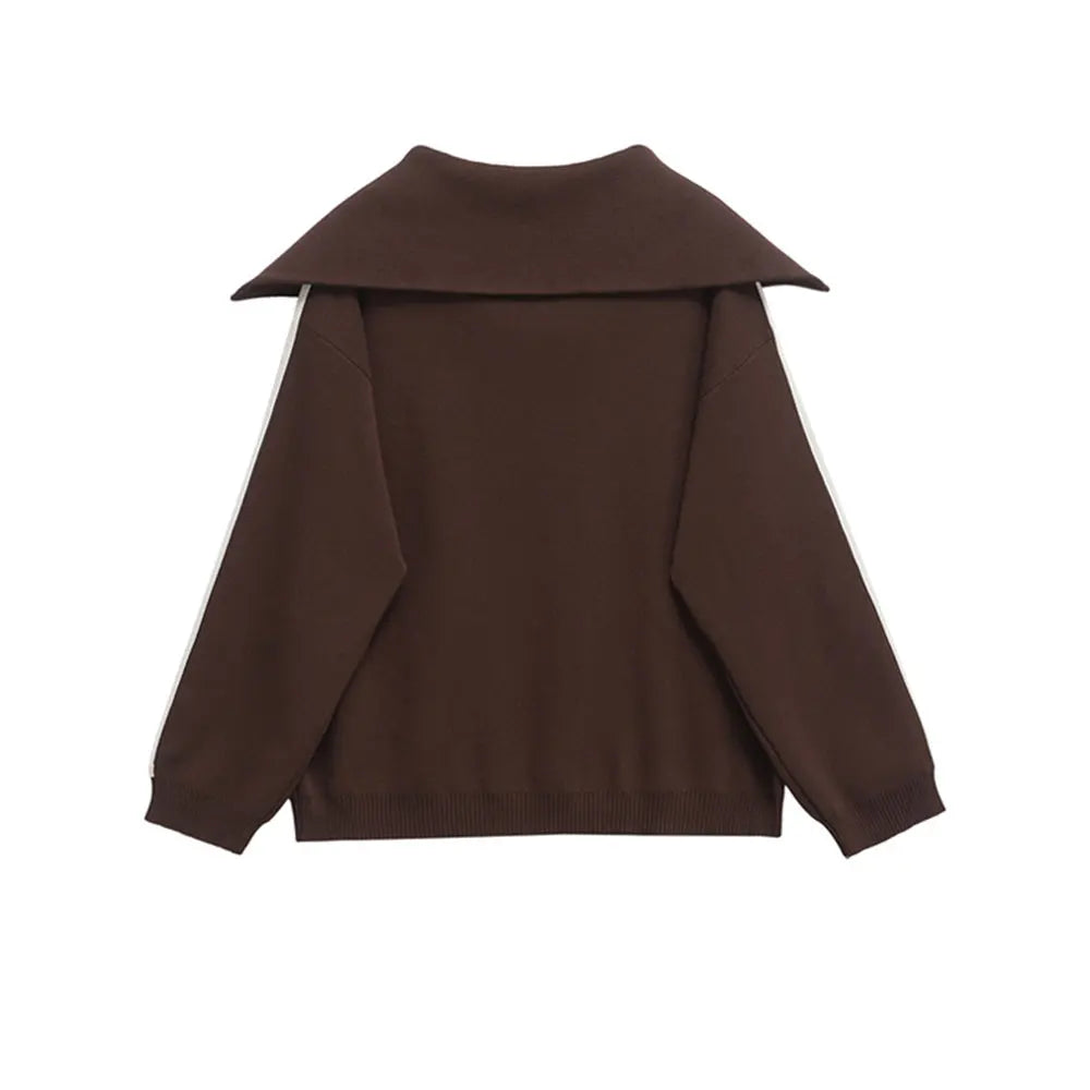 Women's Casual Two-Piece Set with Knit Sweater and High-Elastic Waist Straight Pants