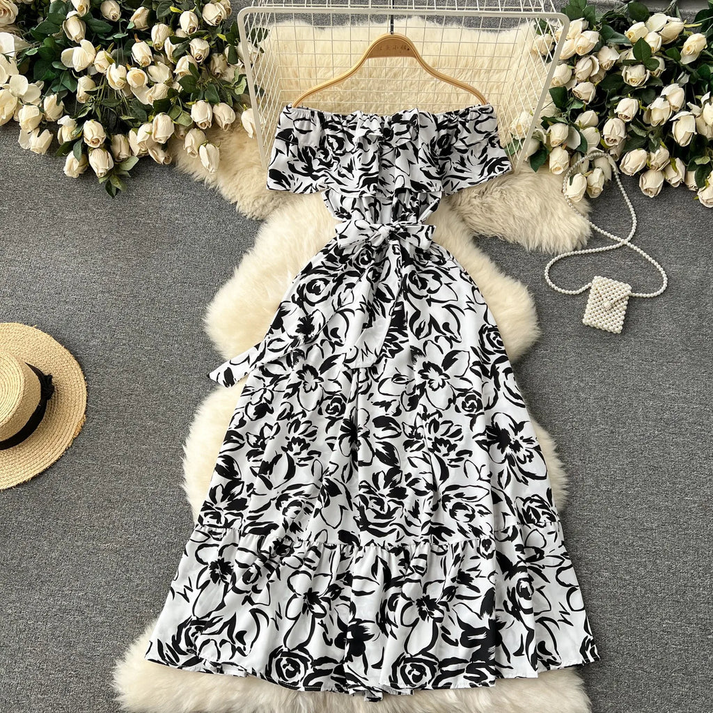 Romantic Floral Off Shoulder Maxi Dress For Women Boho Chic
