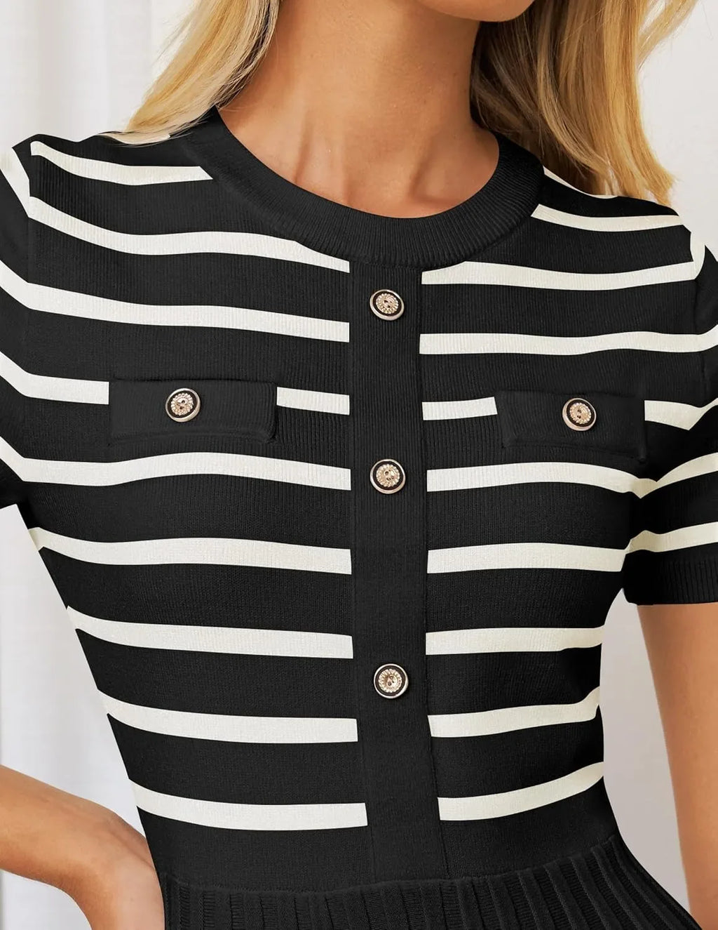 Ice Silk Knitted Striped Summer Dress For Women Loose Fit