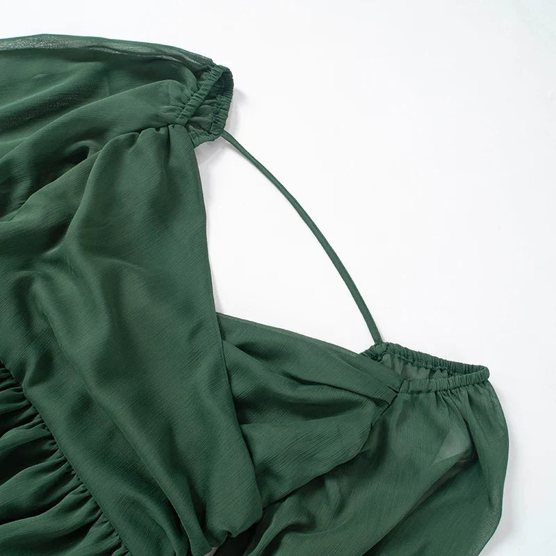 Off Shoulder V Neck Mini Dress For Women Long Sleeve Sheath