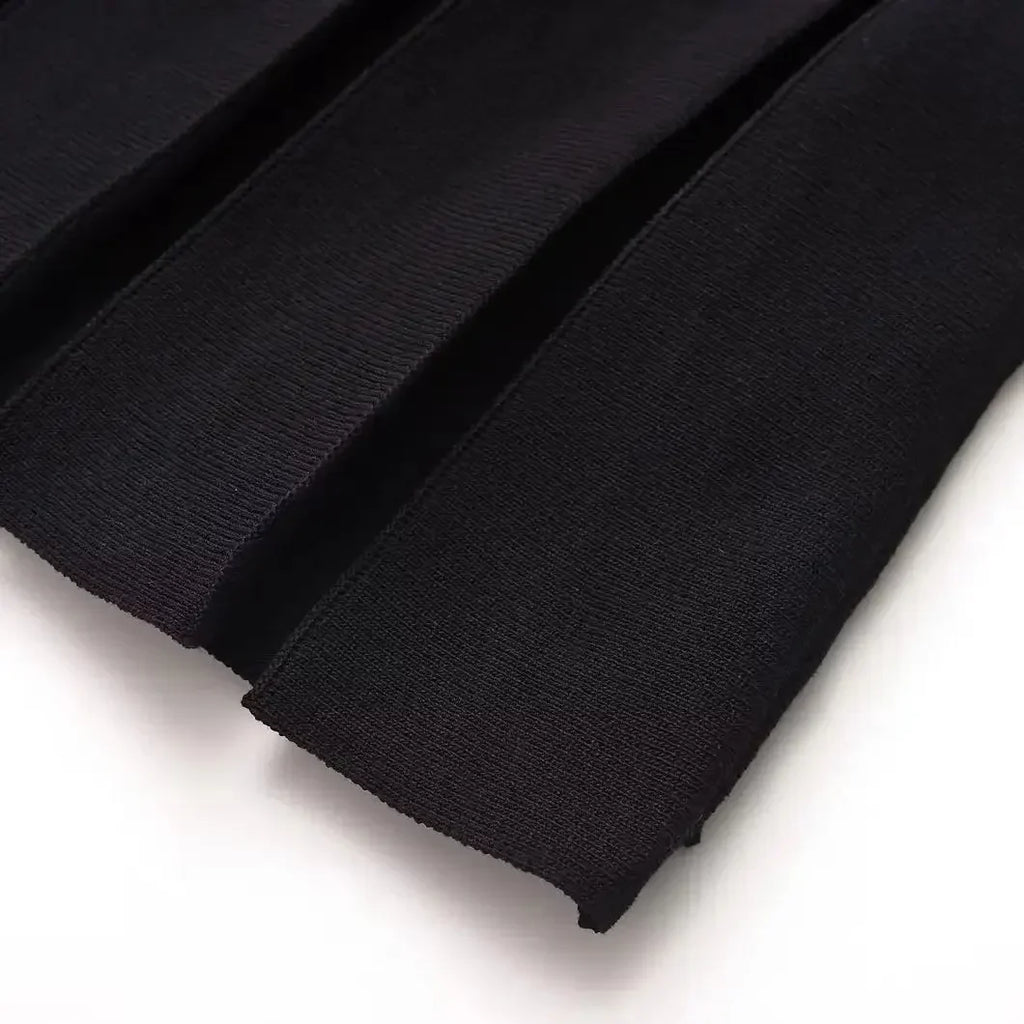 Yellow Knit Pleated Hem Mini Dress With Front Pockets