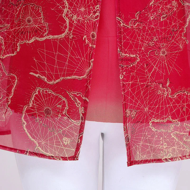 Women's Summer Shirt Casual Loose Fit Fake Two-Piece Printed Top for Middle-Aged and Elderly